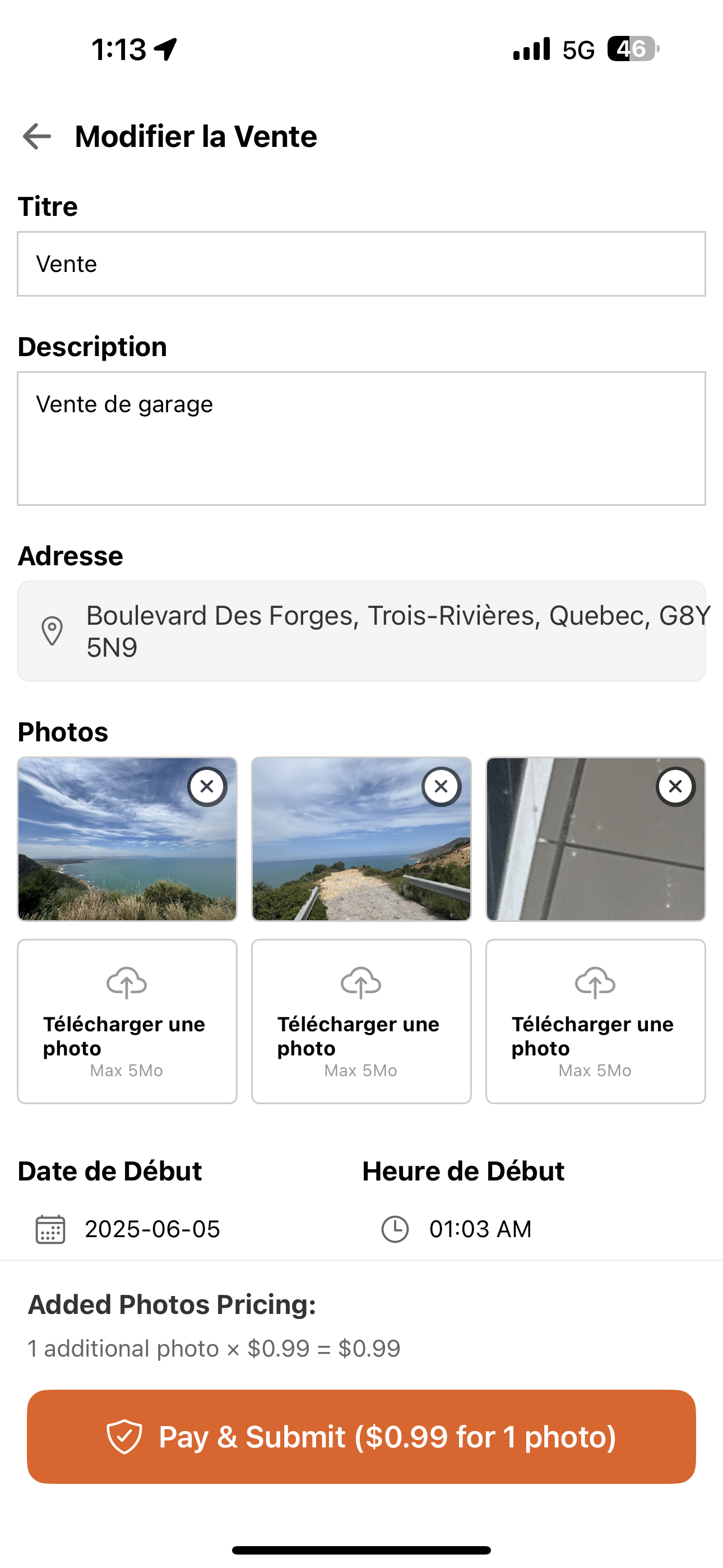Gestion des photos existantes