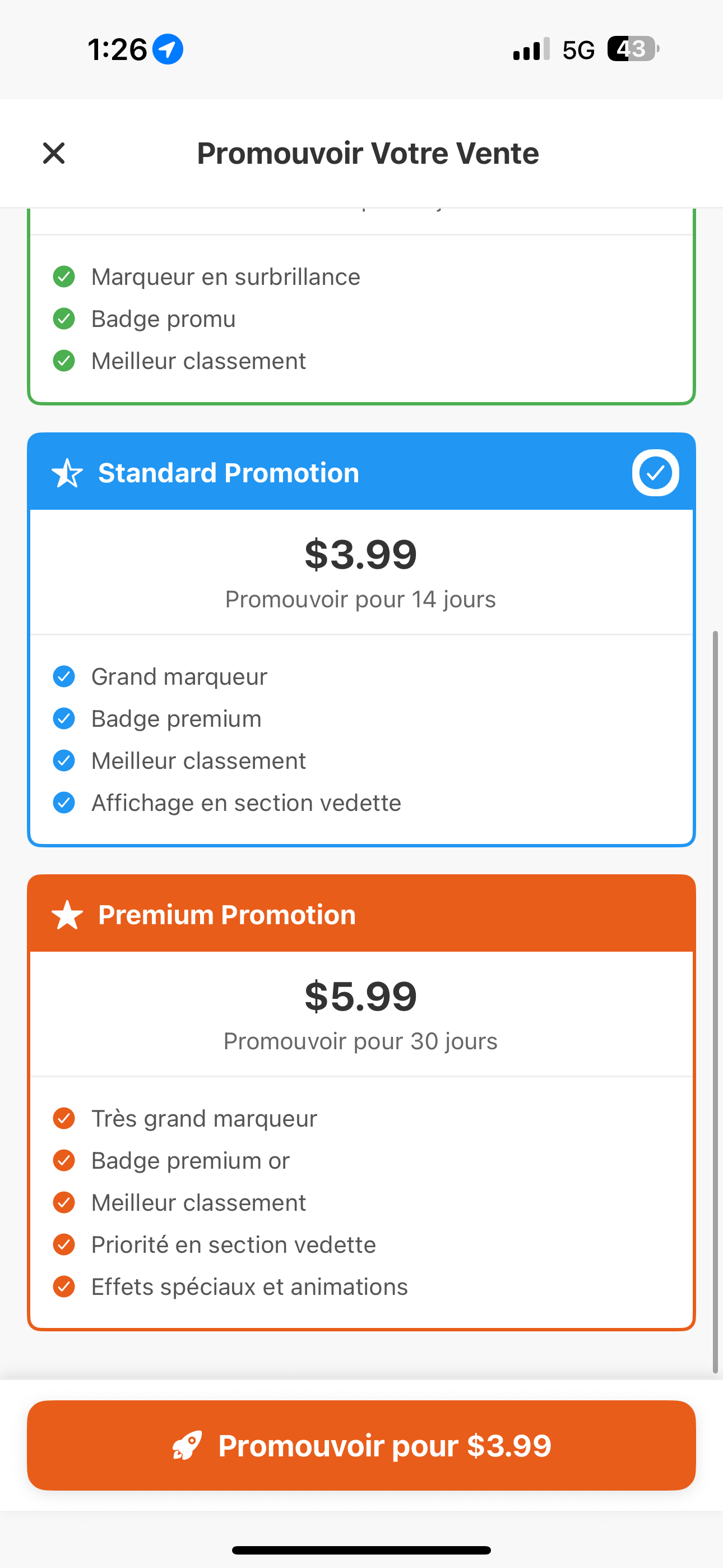 Sélection des promotions