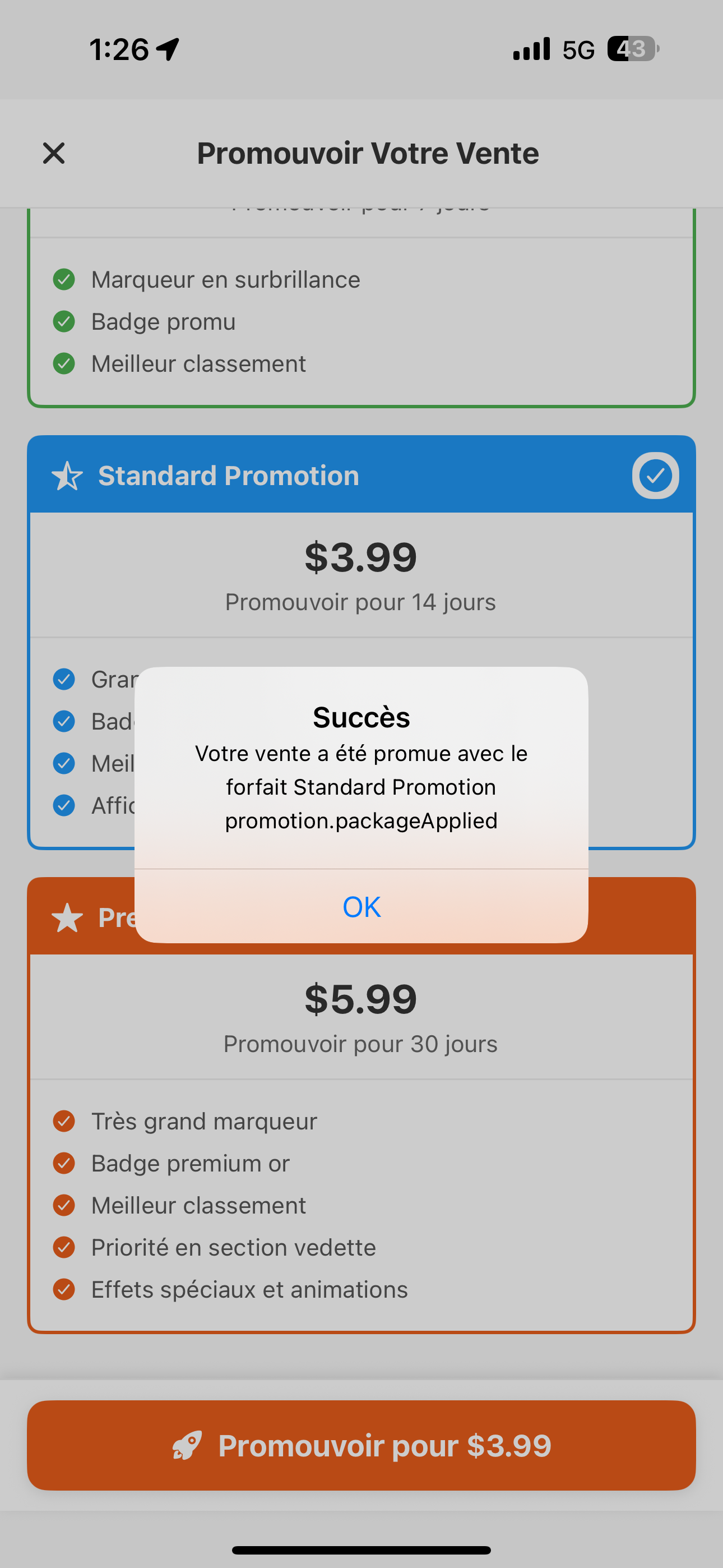 Confirmation de promotion