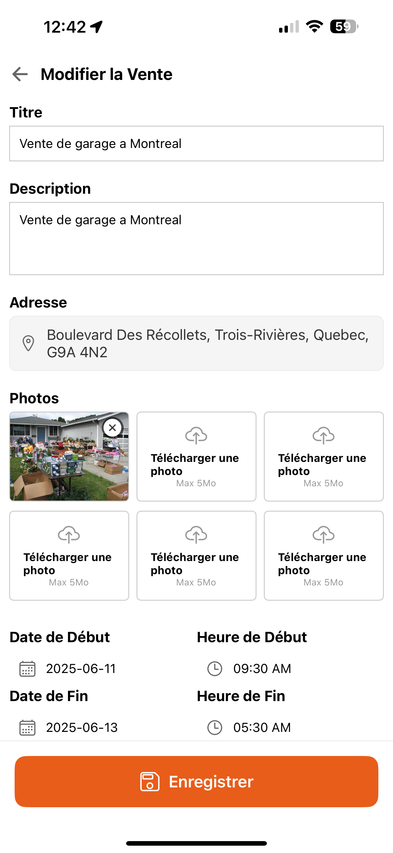 Première photo gratuite